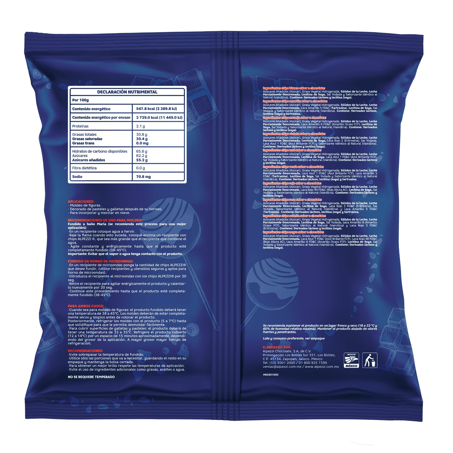 CHOCOLATE ALPEZZI AZUL 500G