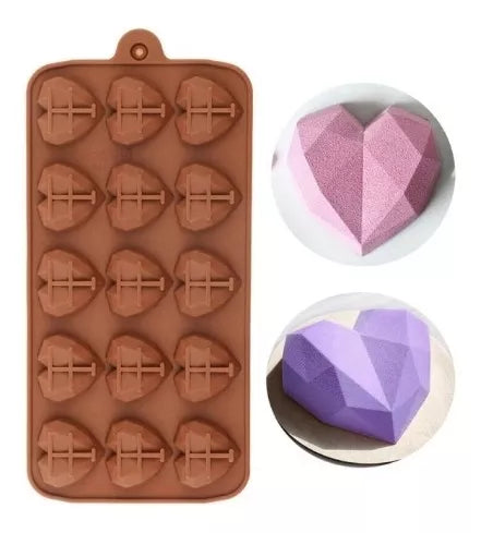 MOLDE SILICON CORAZON MINI GEOMETRICO