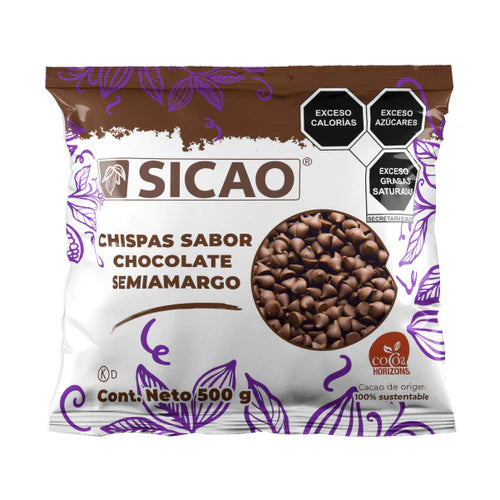 SICAO CHISPAS SABOR A CHOCOLATE SEMIAMARGO 500G